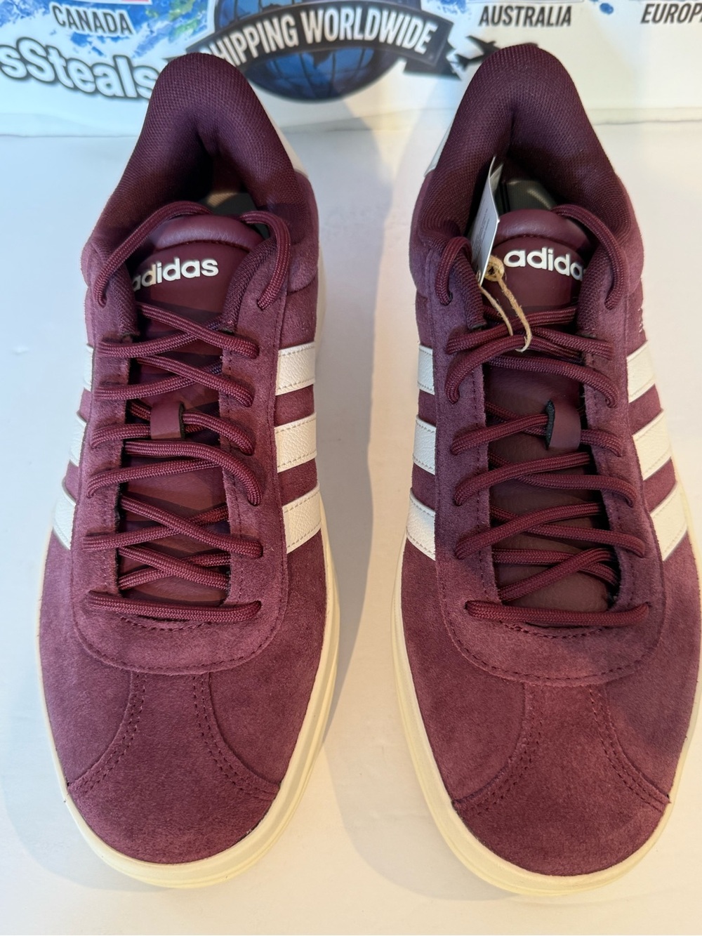 adidas Women’s VL Court Bold Sneakers - Burgundy & Cream - Picture 6 of 8